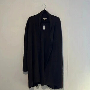 Cozy Casual Waterfill Knitting Espresso Cardigan Long Sleeve With Pockets S5